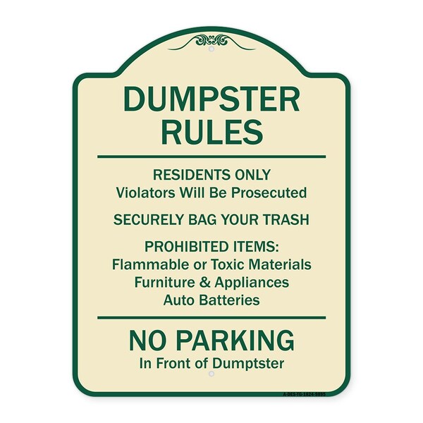 Designer Series-Residents Only Violators Prosecuted Bag Your Trash No Parking